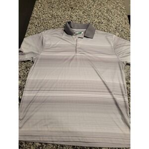 Ben Hogan Performance Mens Golf Polo Shirt Gray Stripe Short Sleeve Size L